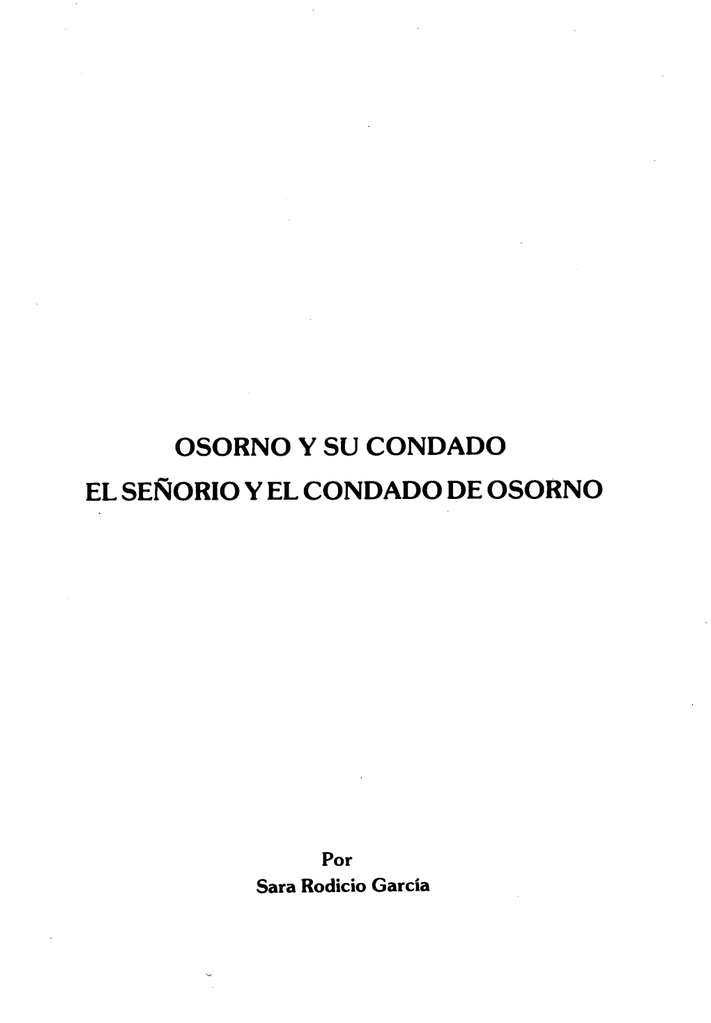 Osorno Y Su Condado El Señorio Y El Condado De Osorno