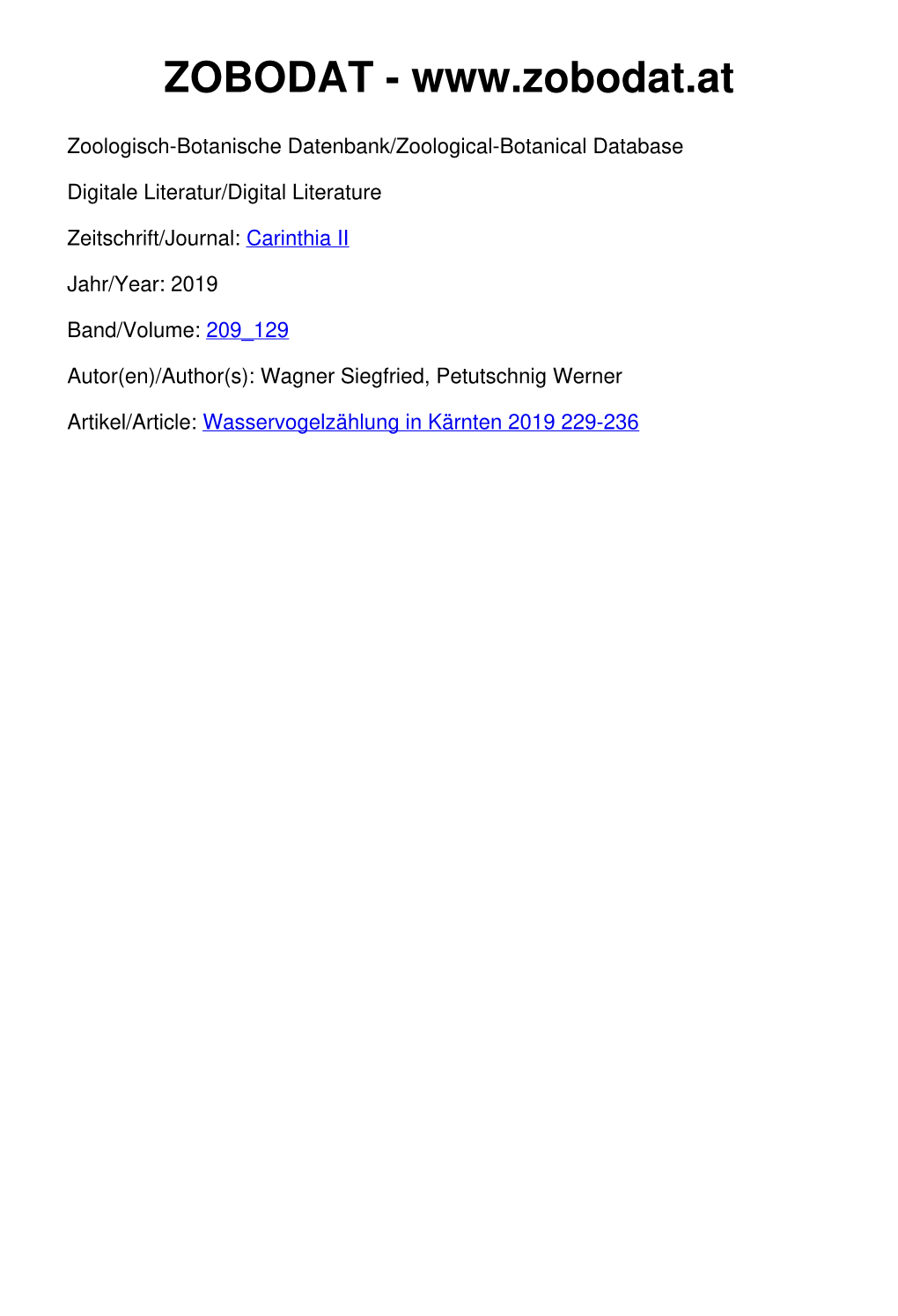 Wasservogelzählung in Kärnten 2019 229-236 Carinthia II N 209./129