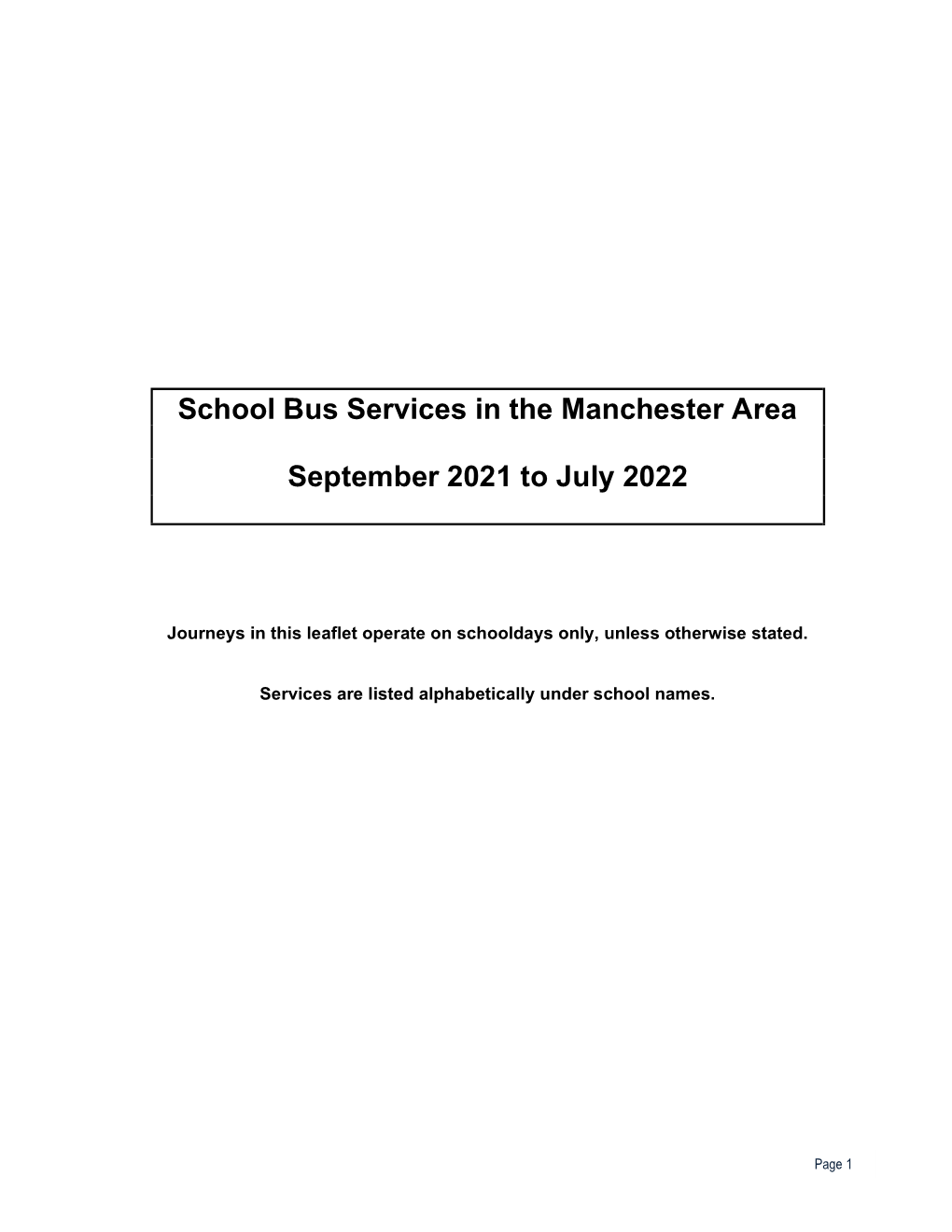 School Bus Services in the Manchester Area September 2021