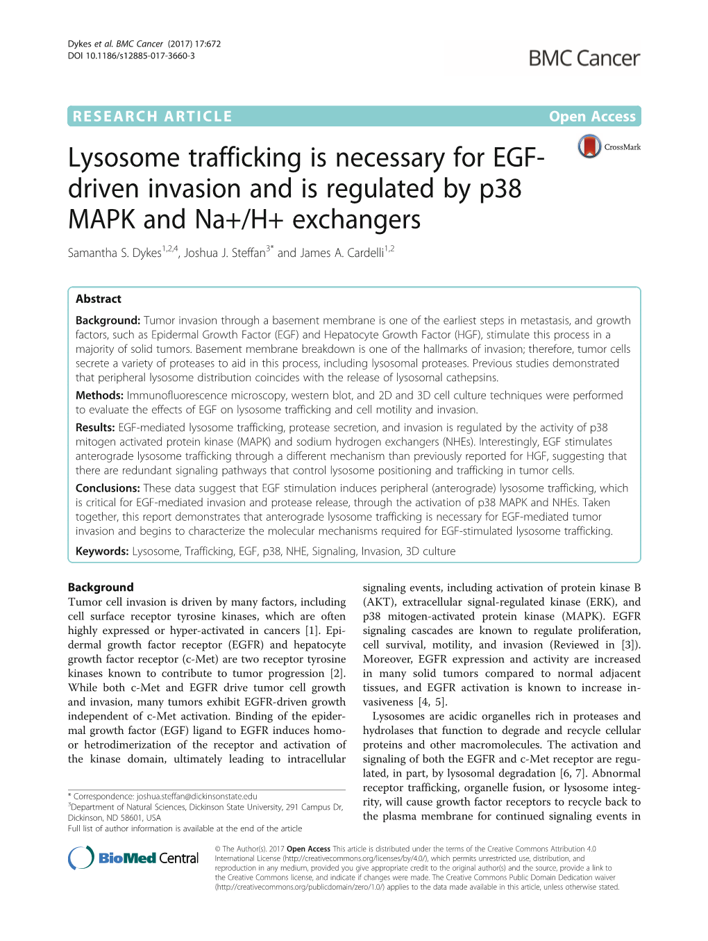 Lysosome Trafficking Is Necessary for EGF-Driven Invasion and Is