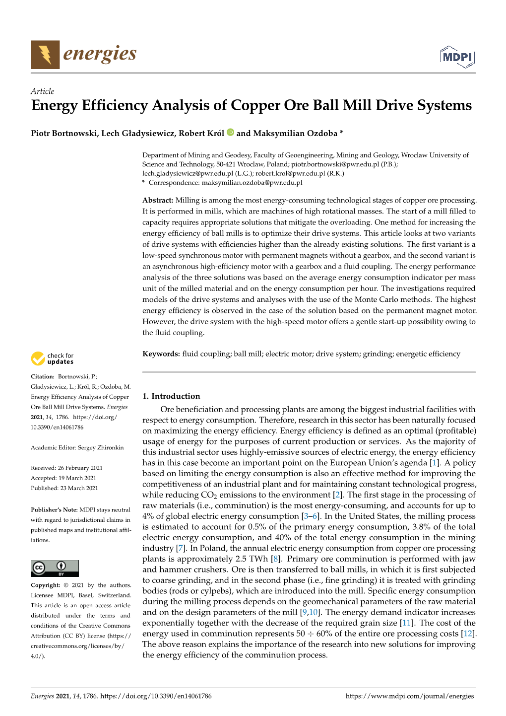 Energy Efficiency Analysis of Copper Ore Ball Mill Drive Systems