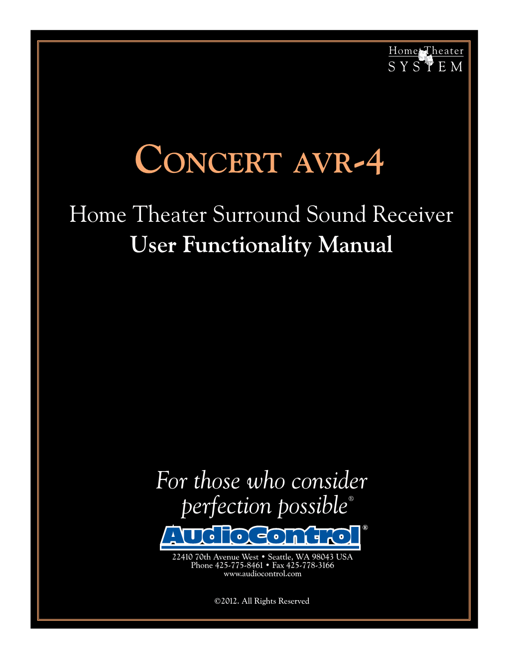 Concert Avr-4 Home Theater Surround Sound Receiver User Functionality Manual