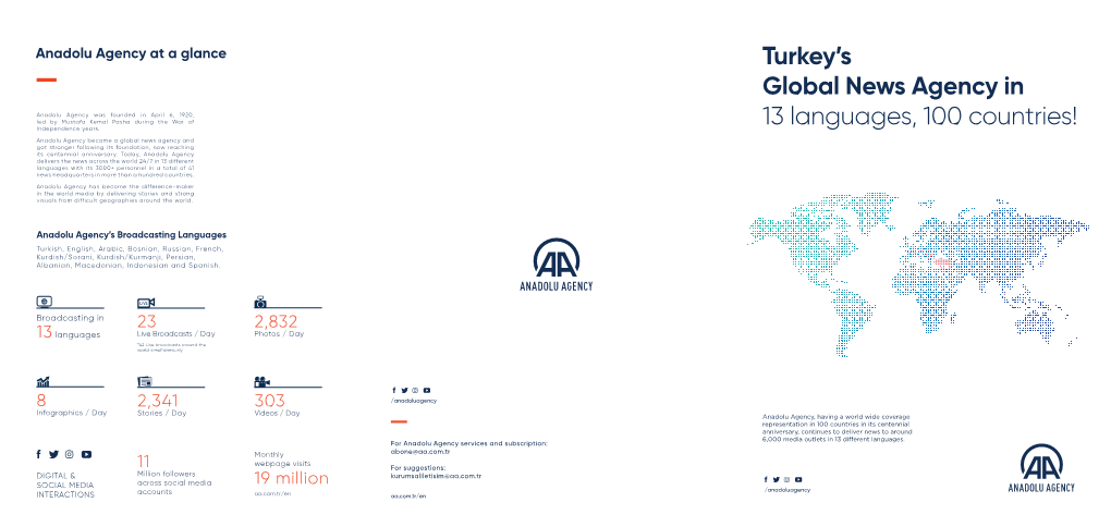 Turkey's Global News Agency in 13 Languages, 100 Countries!