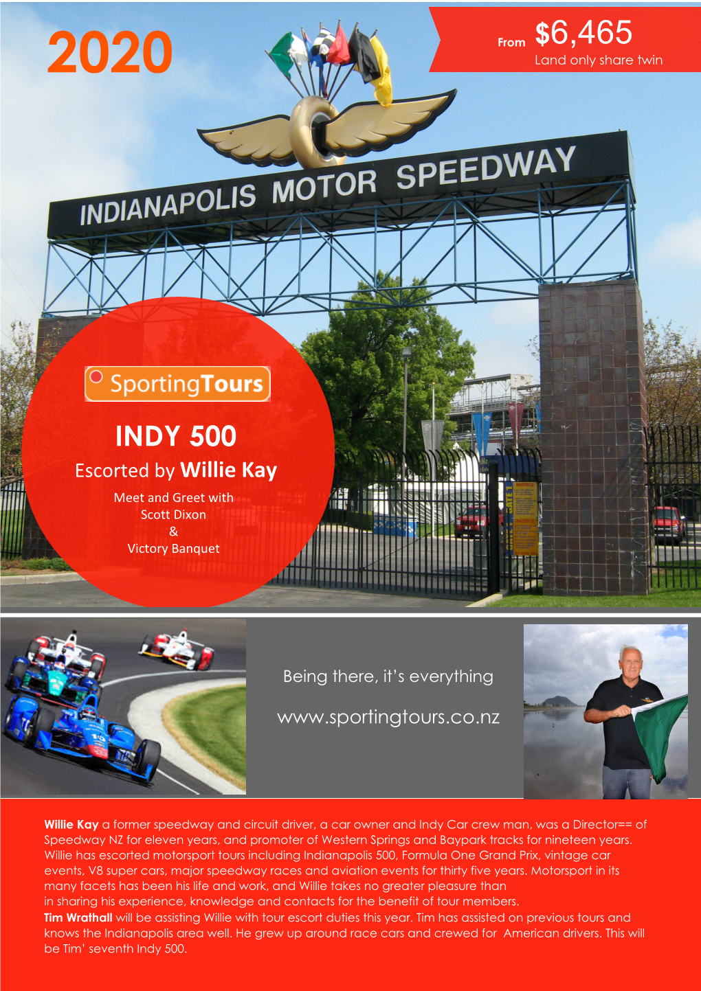 INDY 500 Escorted by Willie Kay Meet and Greet with Scott Dixon & Victory Banquet