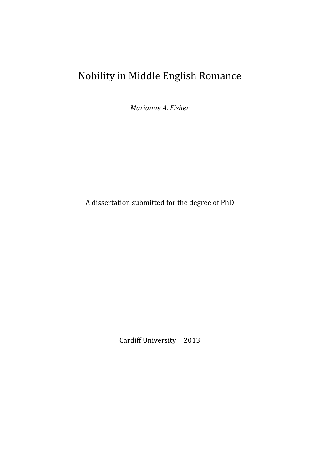 Nobility in Middle English Romance