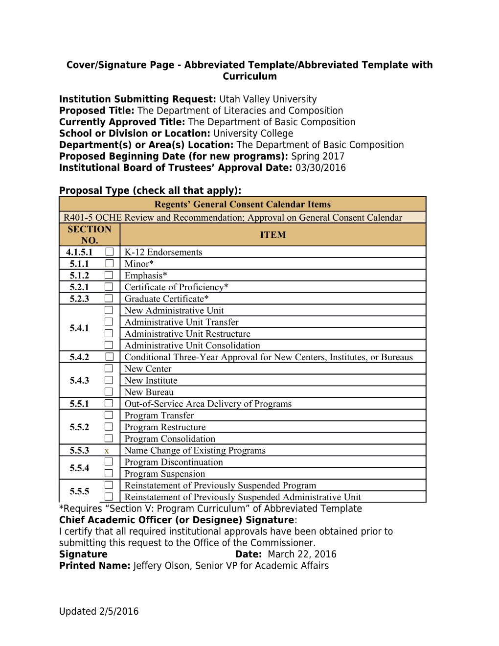 Cover/Signature Page - Abbreviated Template/Abbreviated Template with Curriculum s2