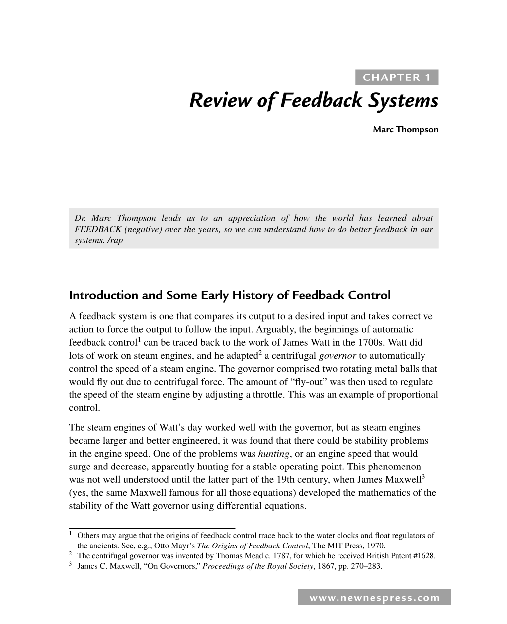 Review of Feedback Systems