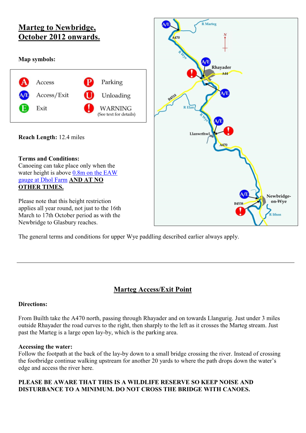 Marteg to Newbridge, October 2012 Onwards