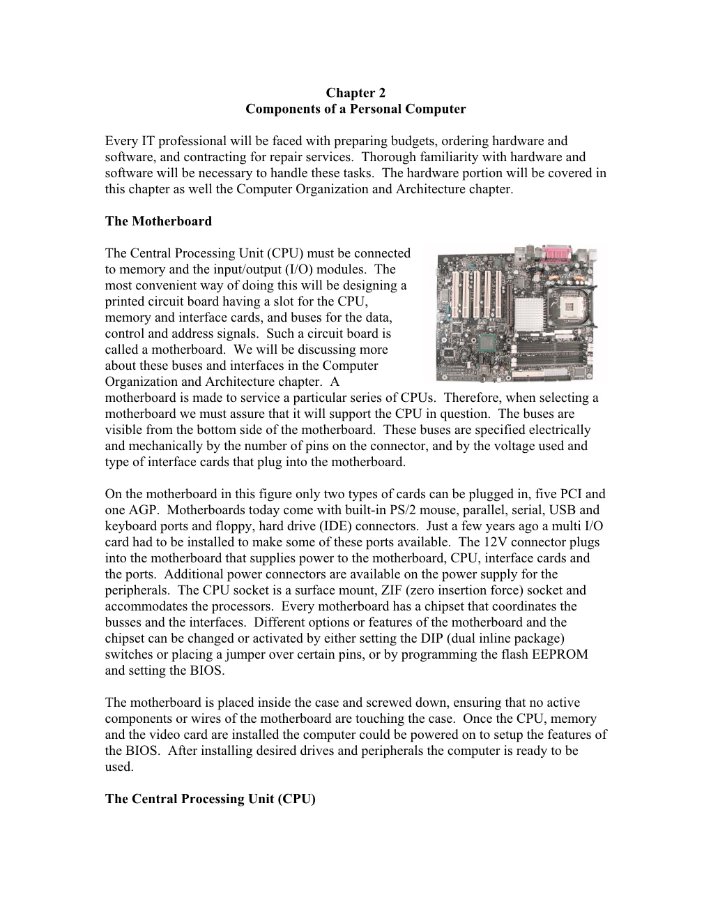 Chapter 2 Components of a Personal Computer