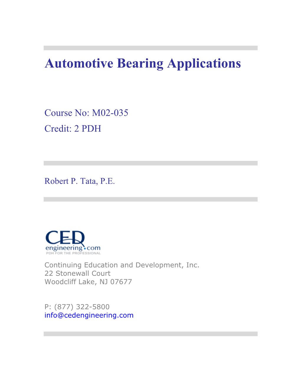 Automotive Bearing Applications