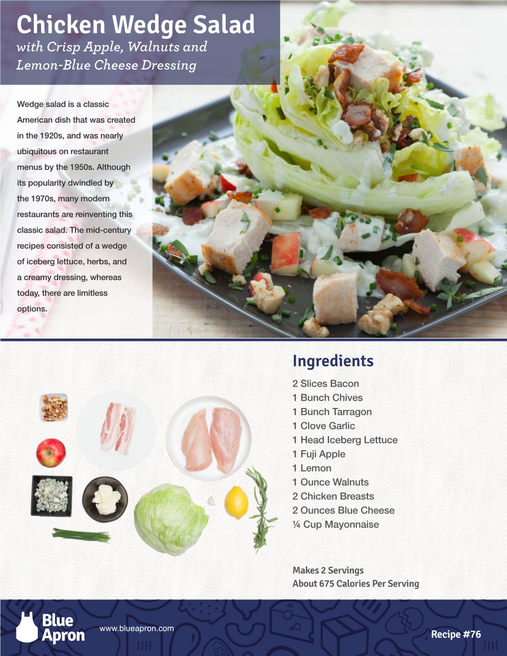 Chicken Wedge Salad with Crisp Apple, Walnuts and Lemon-Blue Cheese Dressing