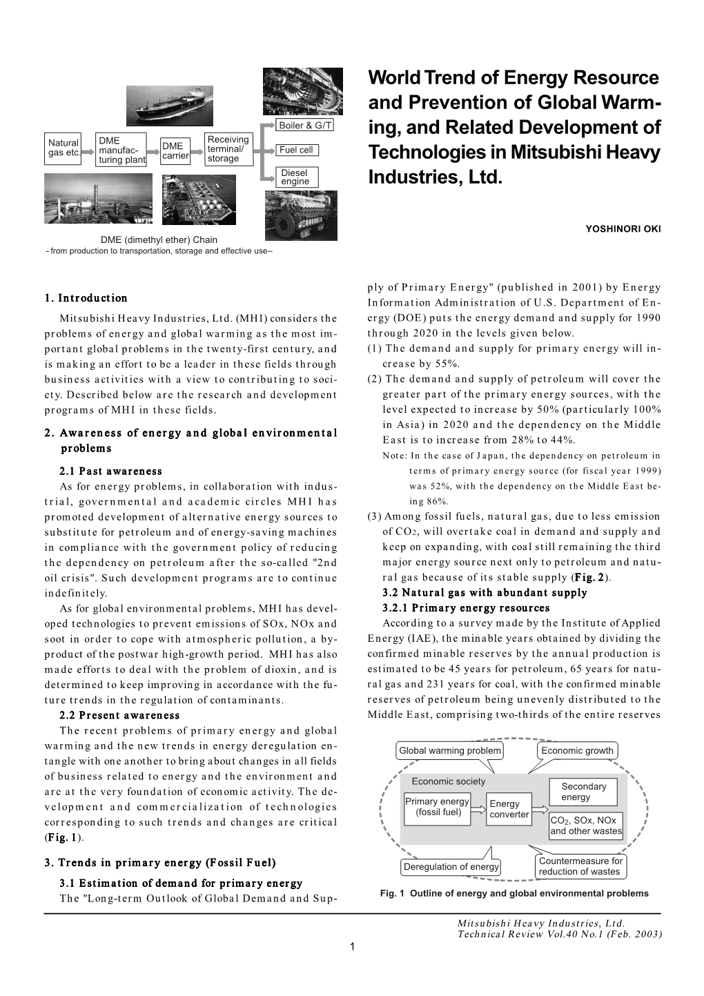 World Trend of Energy Resources and Prevention of Global Warming, And