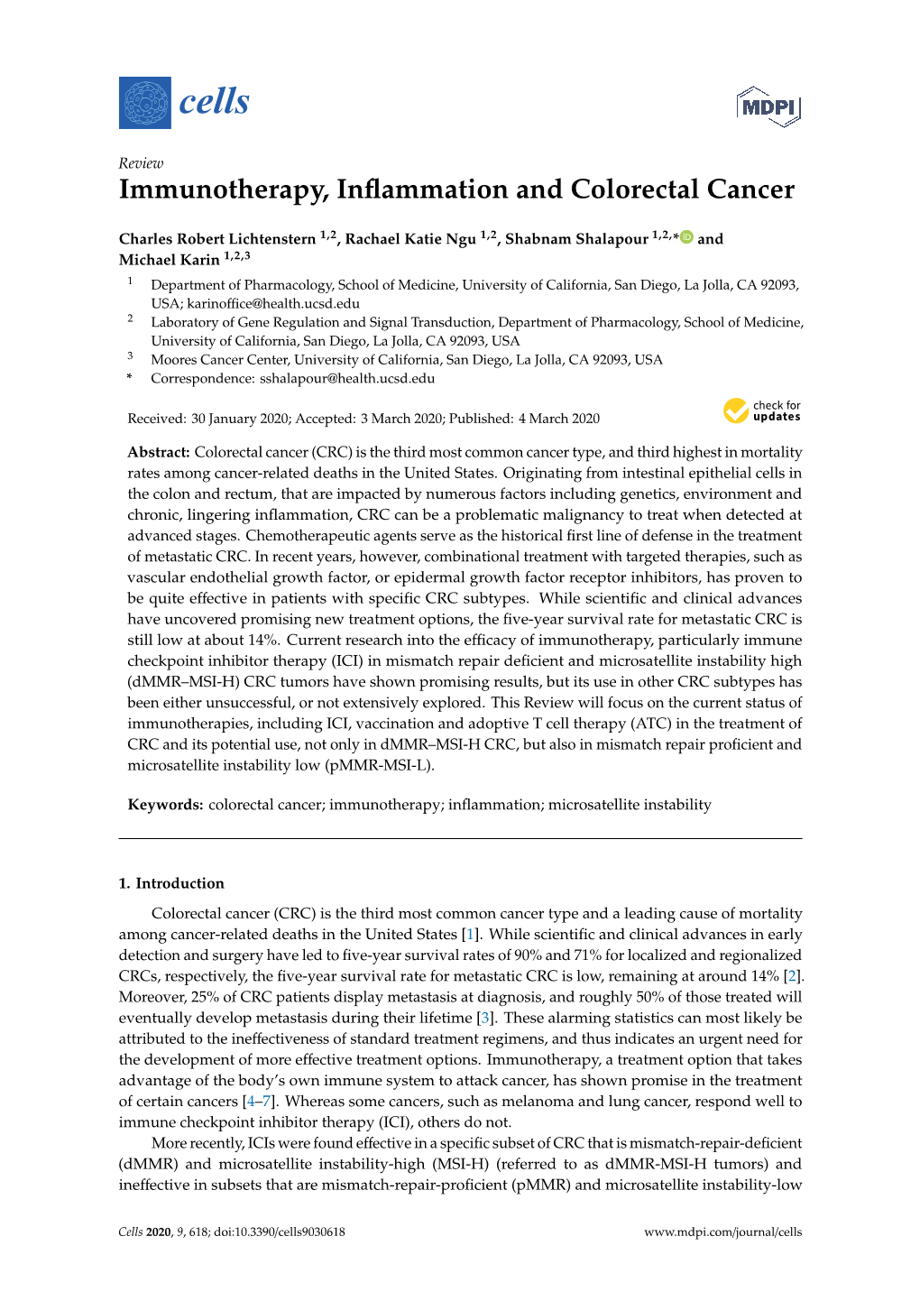 Immunotherapy, Inflammation and Colorectal Cancer