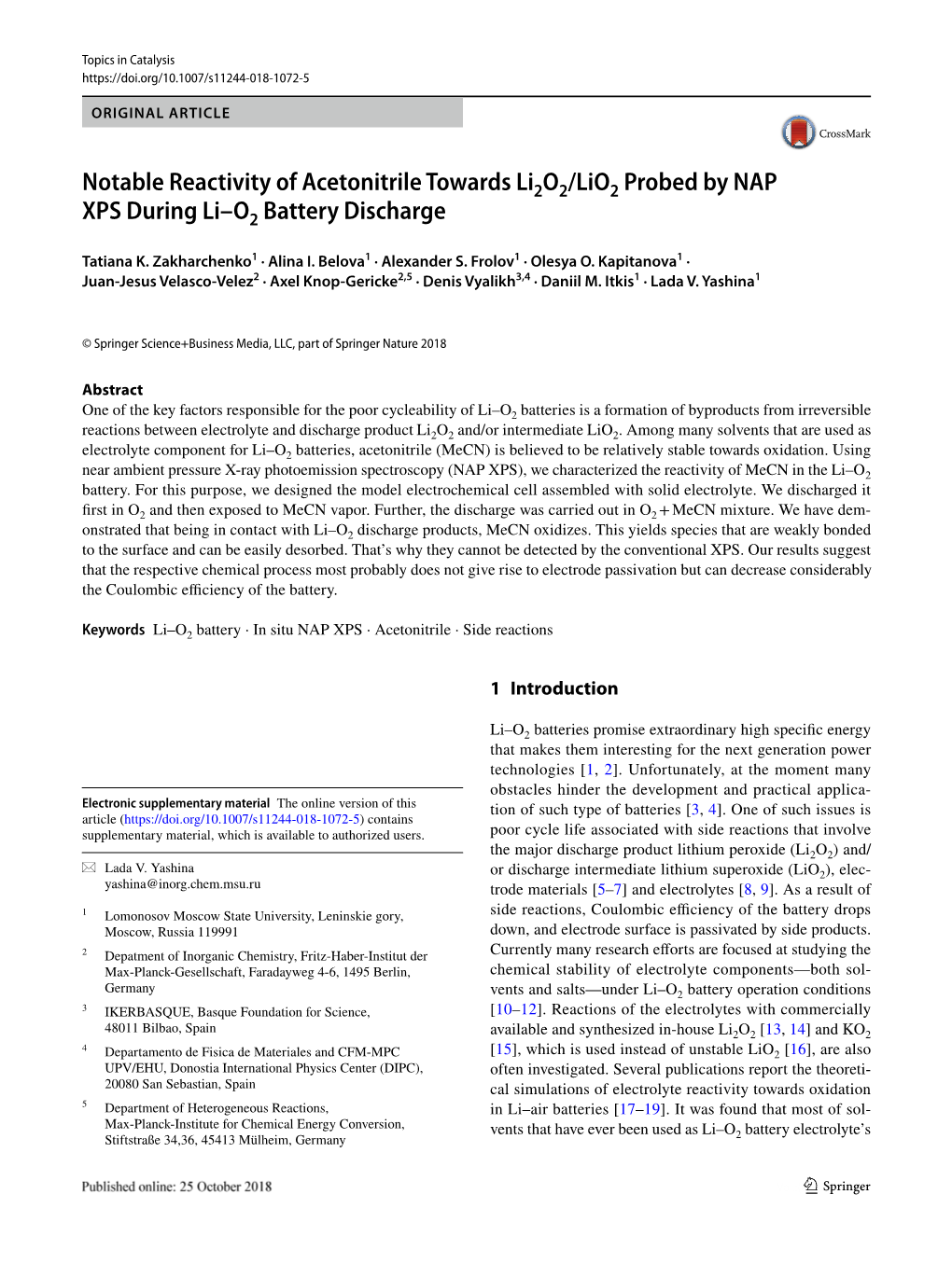 Notable Reactivity of Acetonitrile Towards Li2o2/Lio2 Probed By