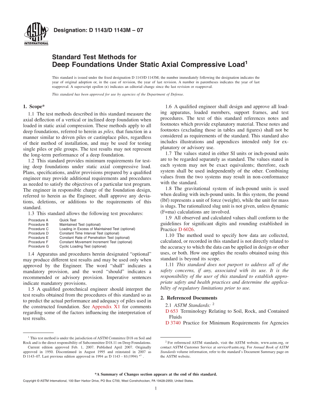 Deep Foundations Under Static Axial Compressive Load1