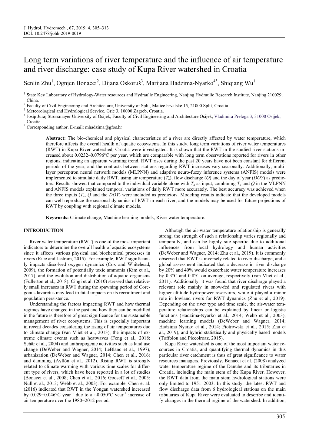 Case Study of Kupa River Watershed in Croatia