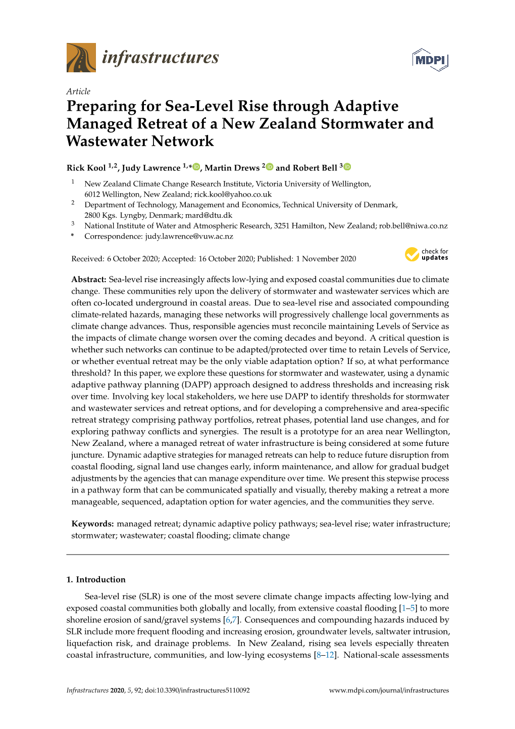 Preparing for Sea-Level Rise Through Adaptive Managed Retreat of a New Zealand Stormwater and Wastewater Network