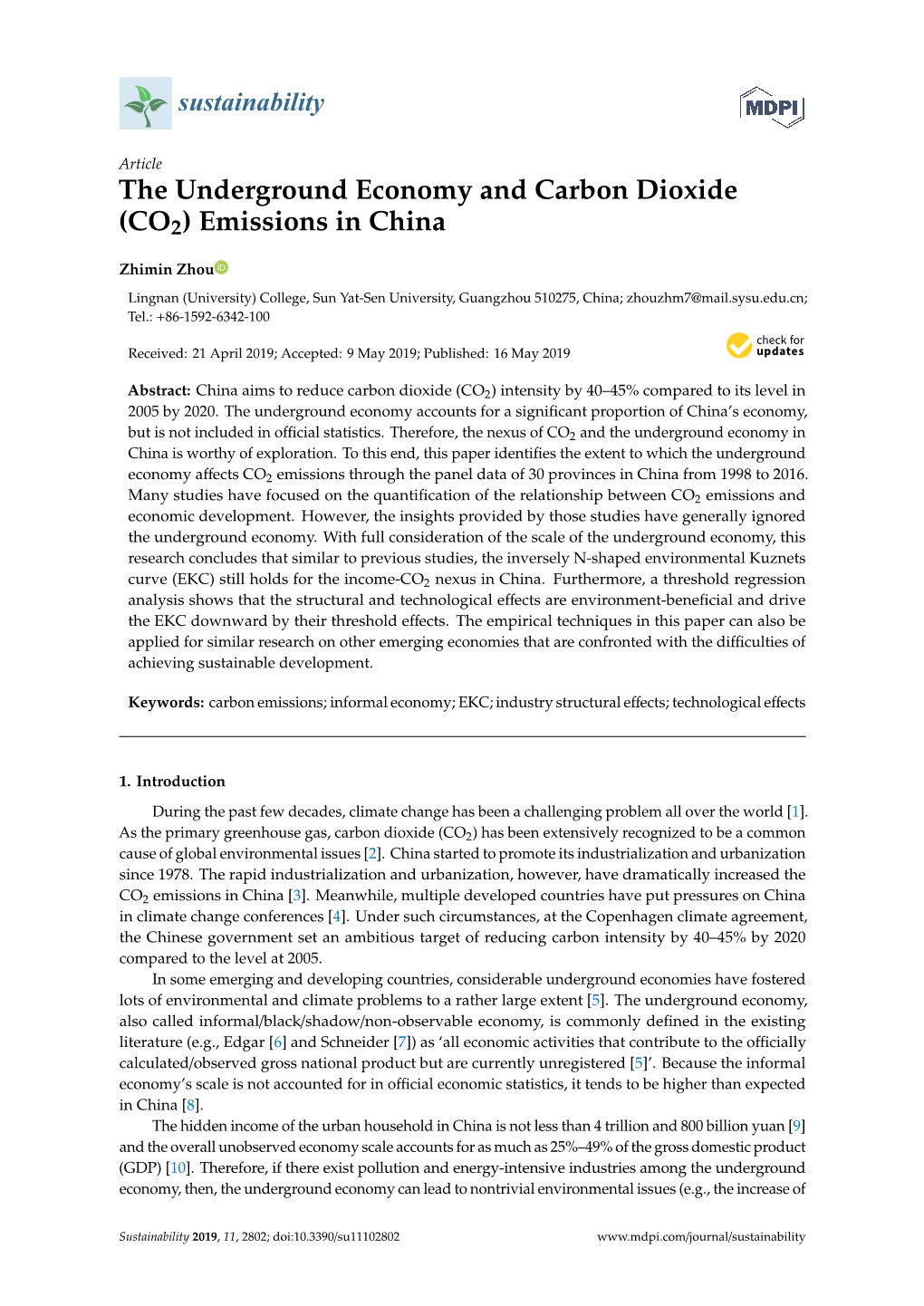 The Underground Economy and Carbon Dioxide (CO2) Emissions in China