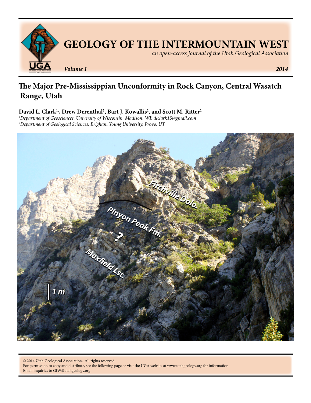 GEOLOGY of the INTERMOUNTAIN WEST an Open-Access Journal of the Utah Geological Association