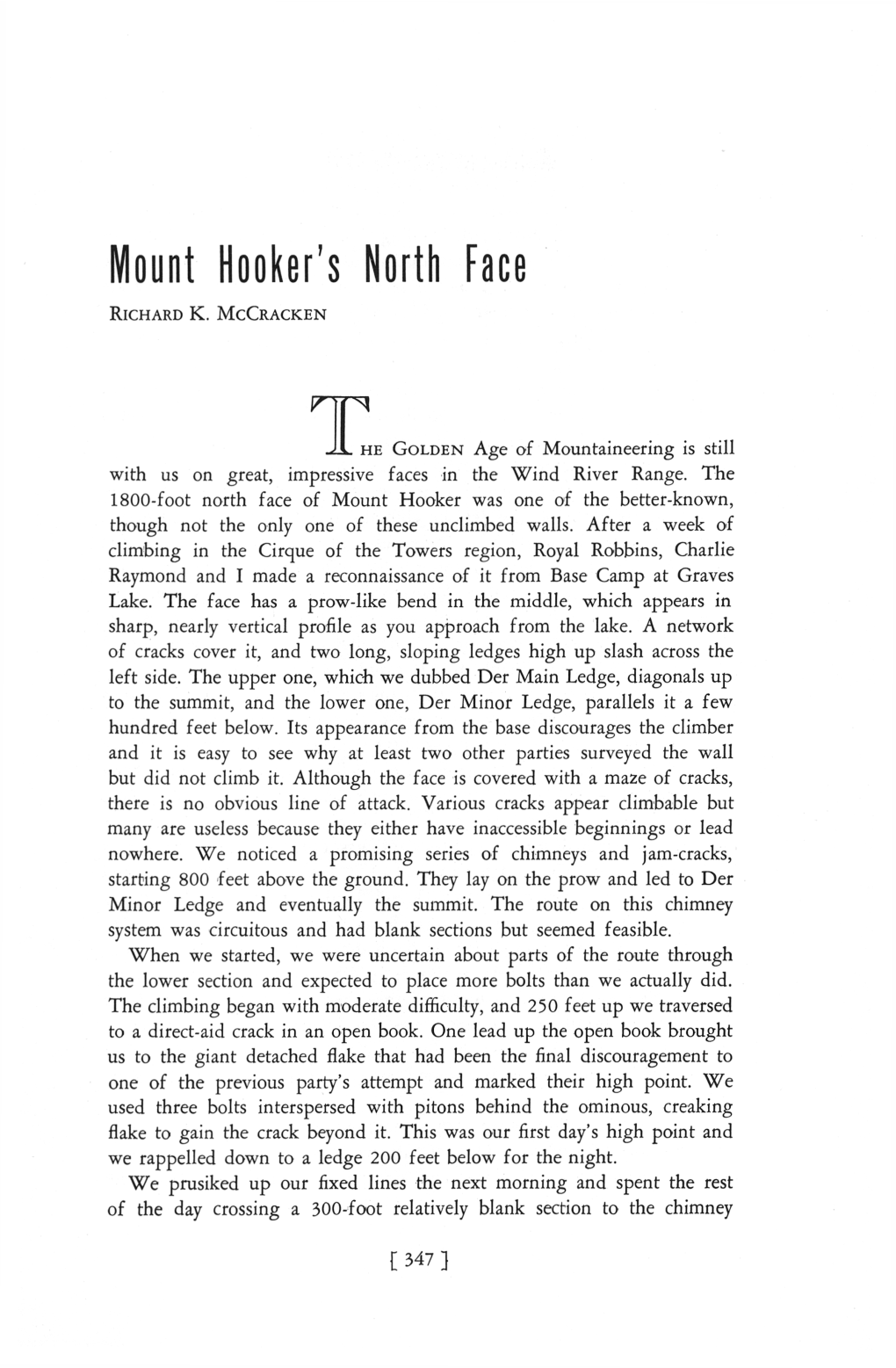 Mount Hooker's North Face
