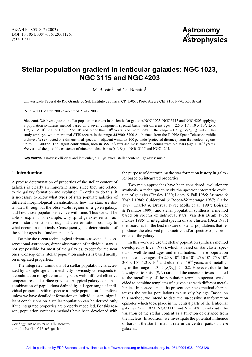 Stellar Population Gradient in Lenticular Galaxies: NGC 1023, NGC 3115 and NGC 4203