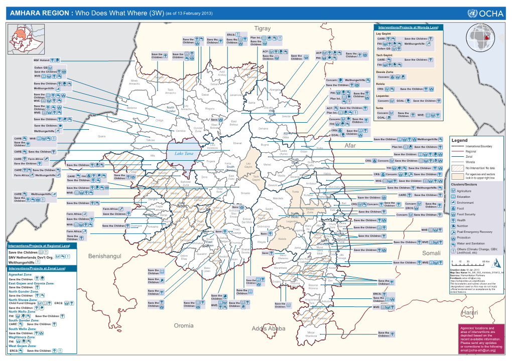 AMHARA REGION : Who Does What Where (3W) (As of 13 February 2013)