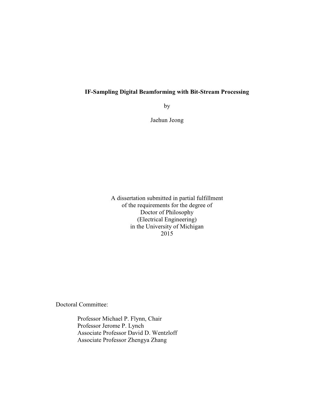 IF-Sampling Digital Beamforming with Bit-Stream Processing by Jaehun