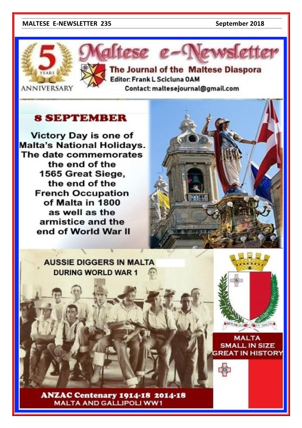 MALTESE E-NEWSLETTER 235 September 2018 1