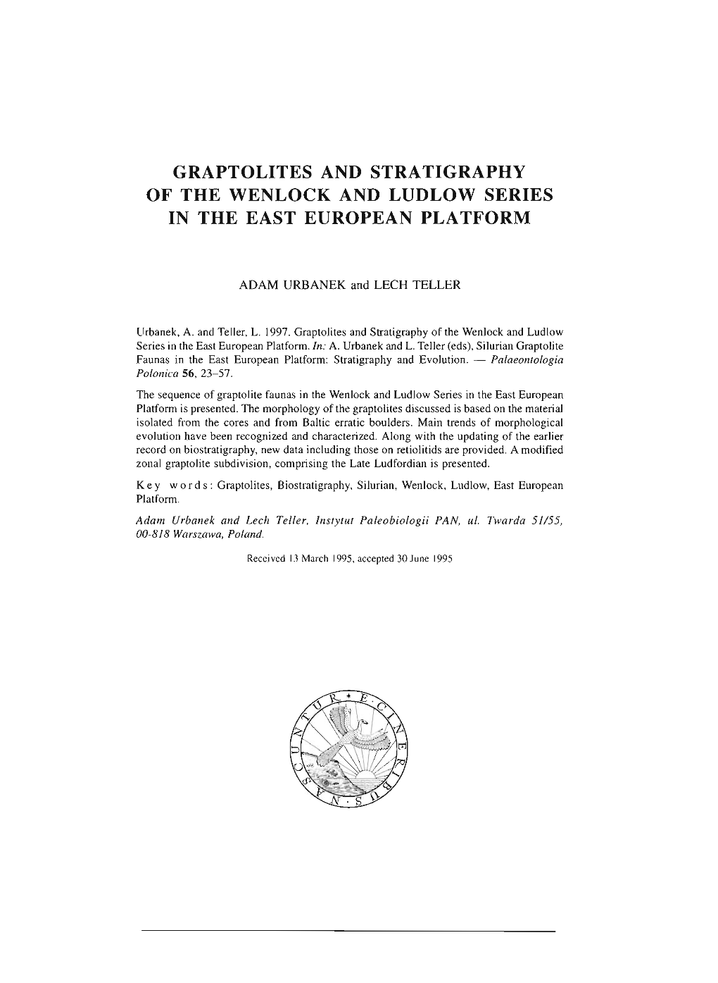 Graptolites and Stratigraphy of the Wenlock and Ludlow Series in the East European Platform