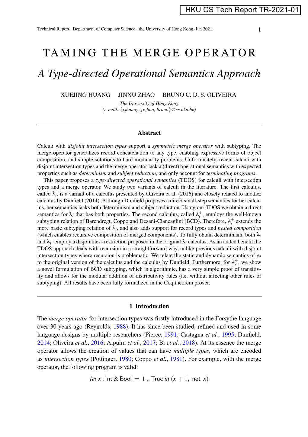 TAMING the MERGE OPERATOR a Type-Directed Operational Semantics Approach