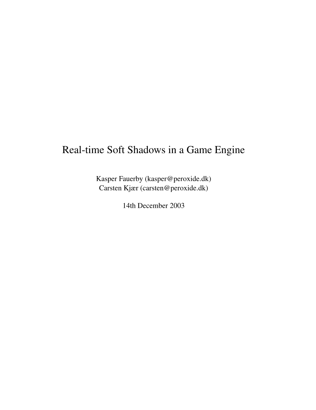 Real-Time Soft Shadows in a Game Engine