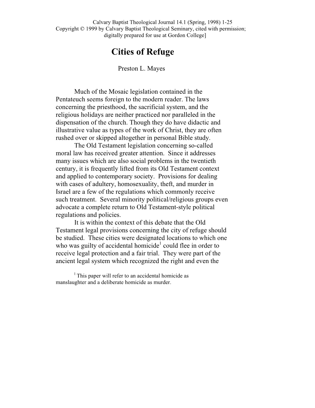 Cities of Refuge