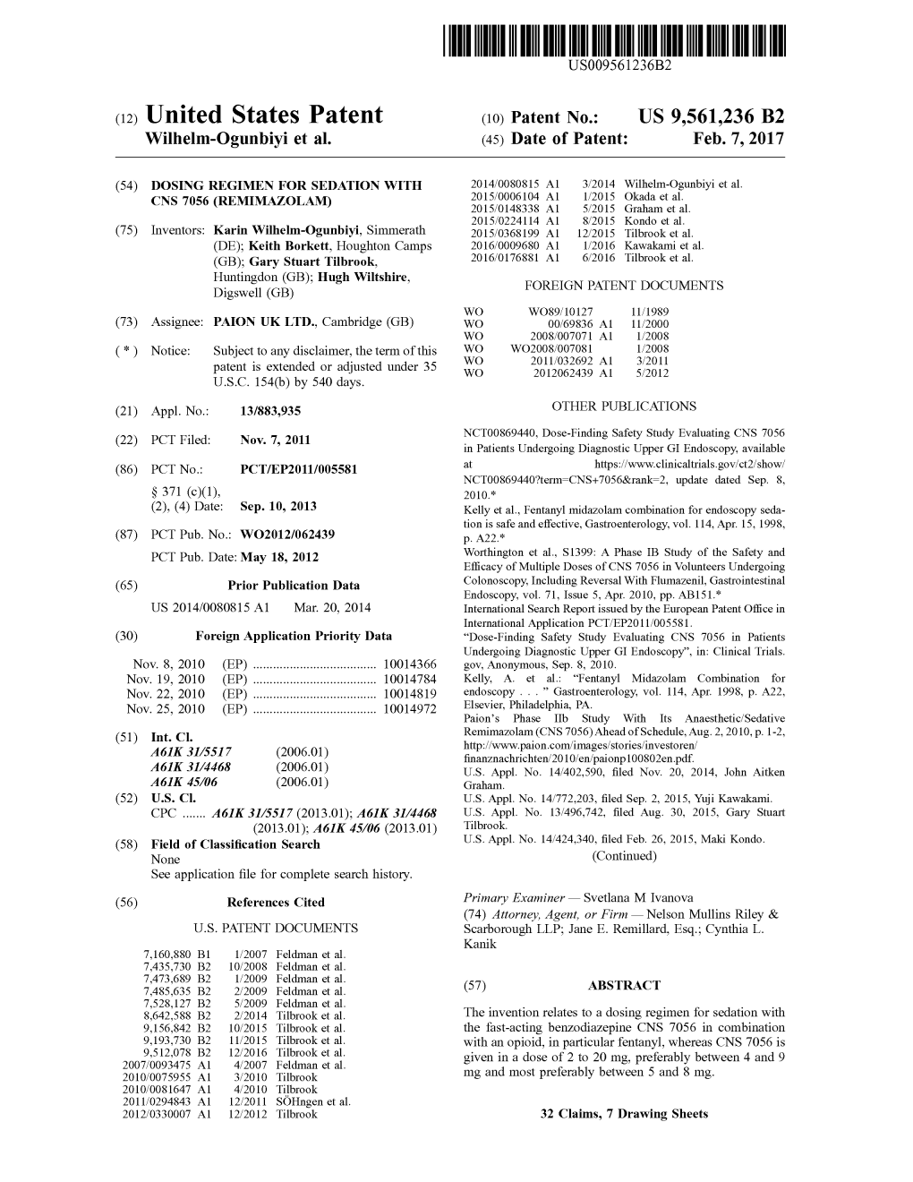 (12) United States Patent (10) Patent No.: US 9,561.236 B2 Wilhelm-Ogunbiyi Et Al