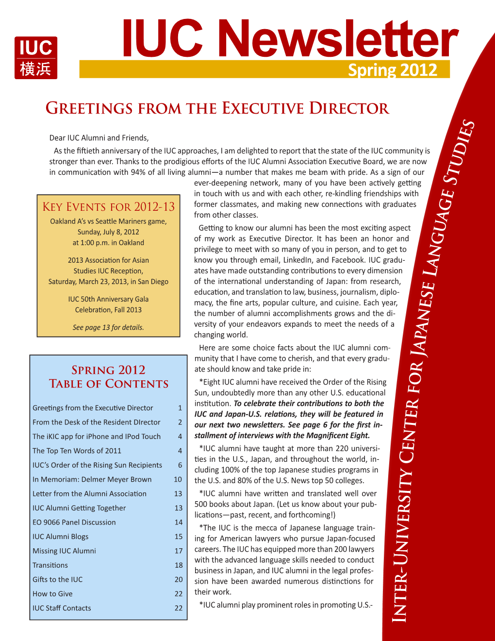 Spring 2012: IUC Newsletter