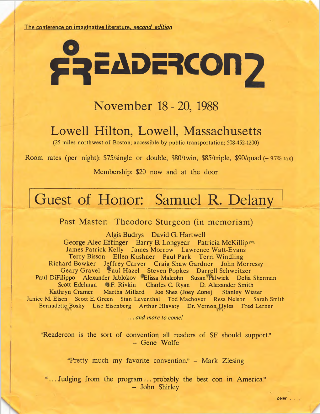 Readercon 2 Flyer