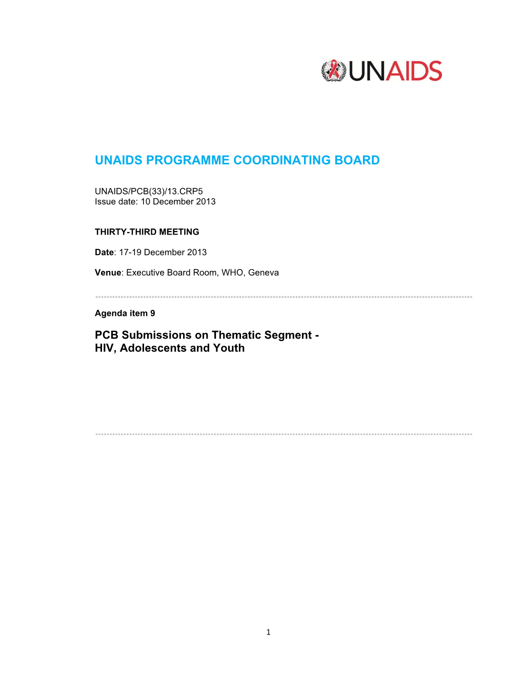 Unaids Programme Coordinating Board