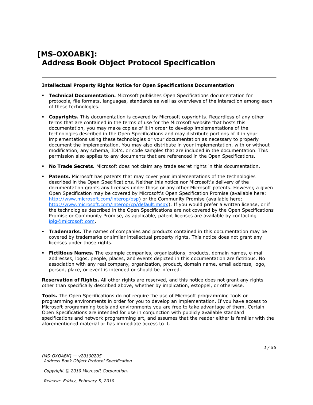 Intellectual Property Rights Notice for Open Specifications Documentation s52