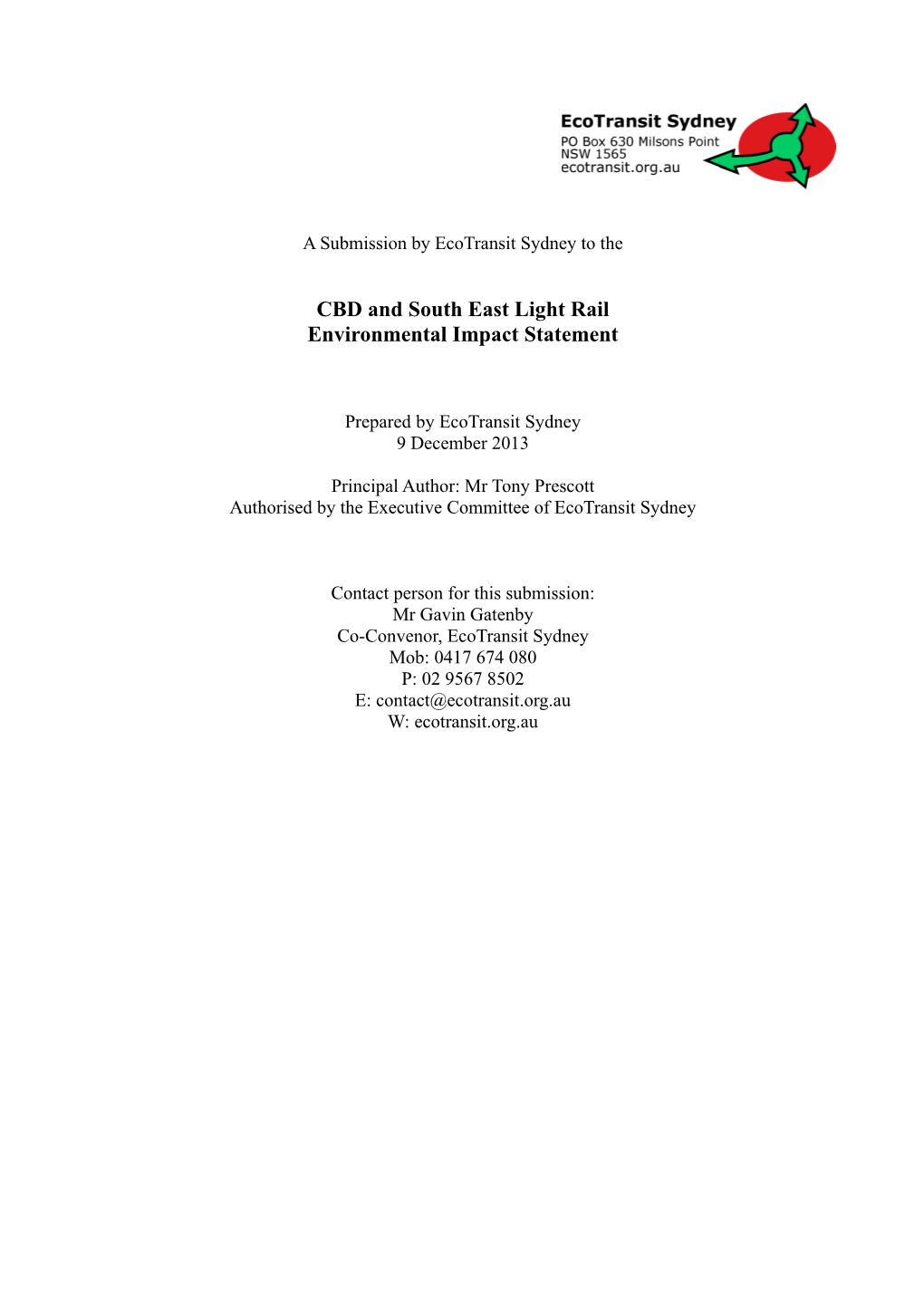 CBD and South East Light Rail Environmental Impact Statement
