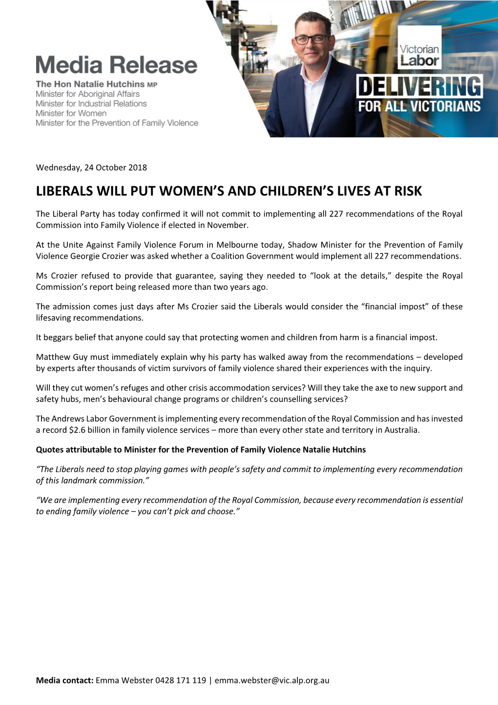Liberals Will Put Women's and Children's