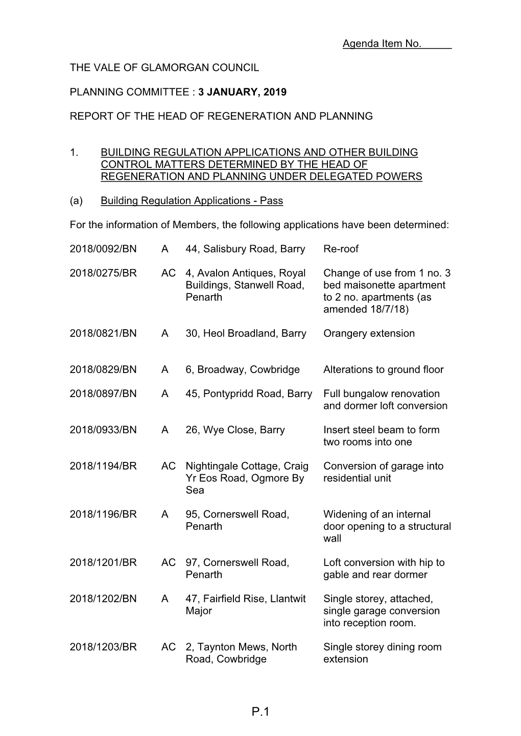 Planning Committee Agenda