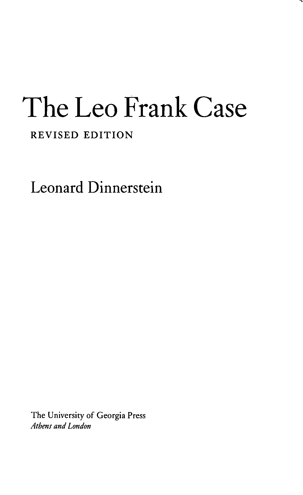 The Leo Frank Case REVISED EDITION