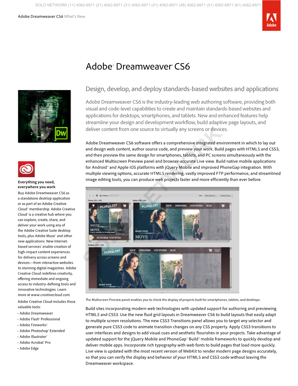 Adobe Dreamweaver CS6 | Solo Network