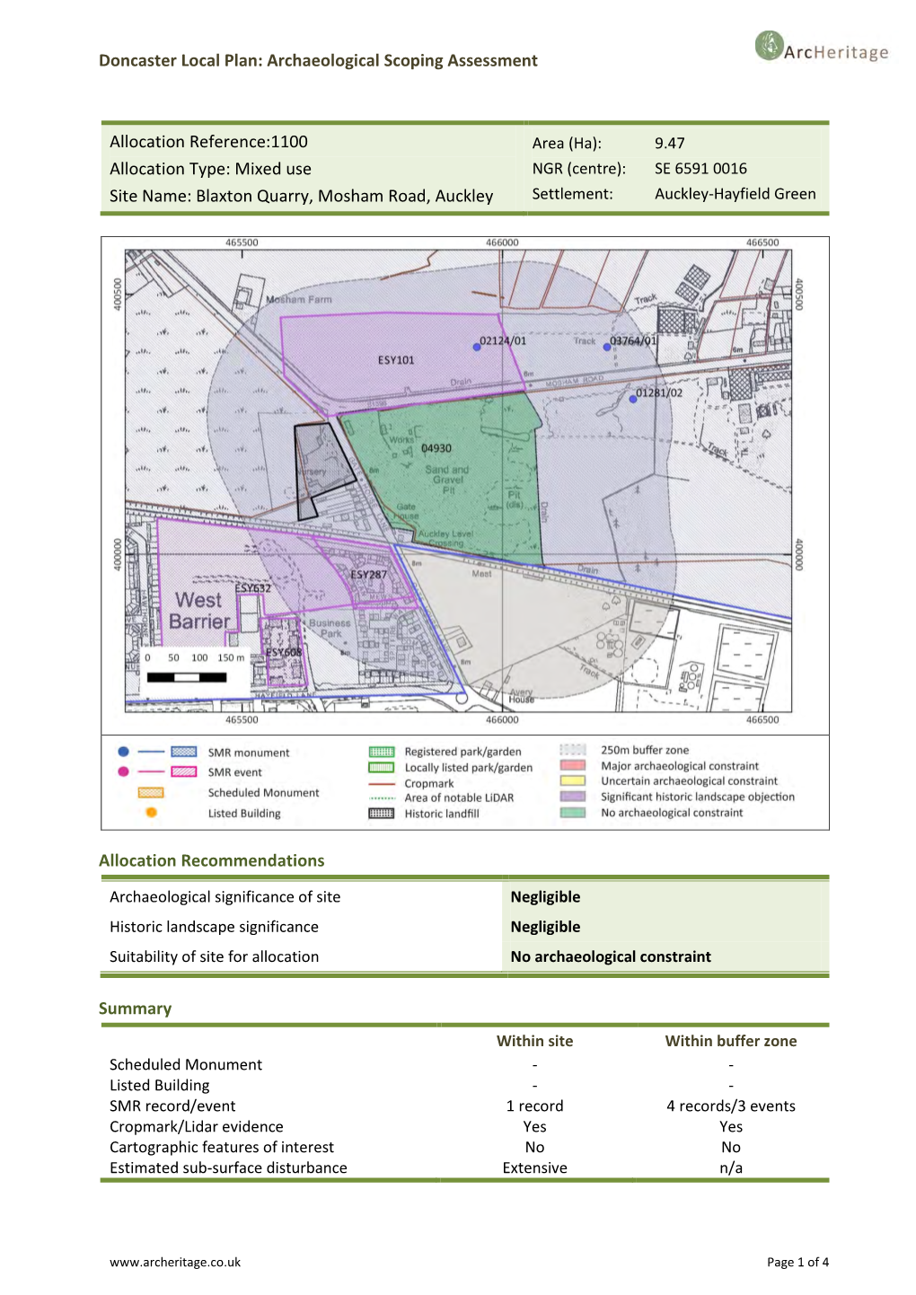 Doncaster Local Plan: Archaeological Scoping Assessment