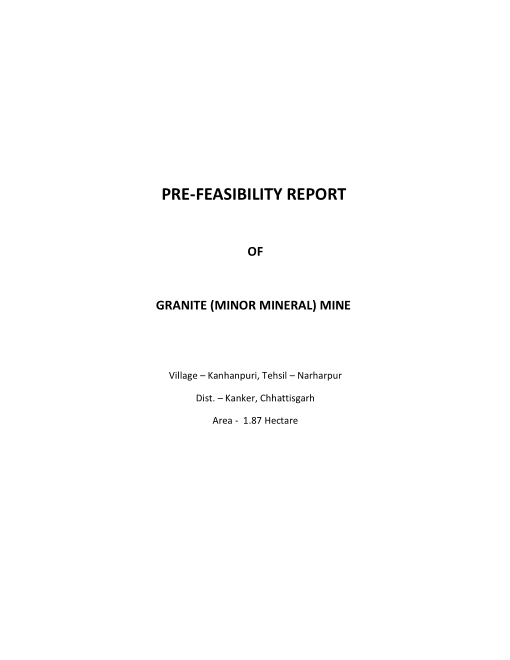 Pre-Feasibility Report