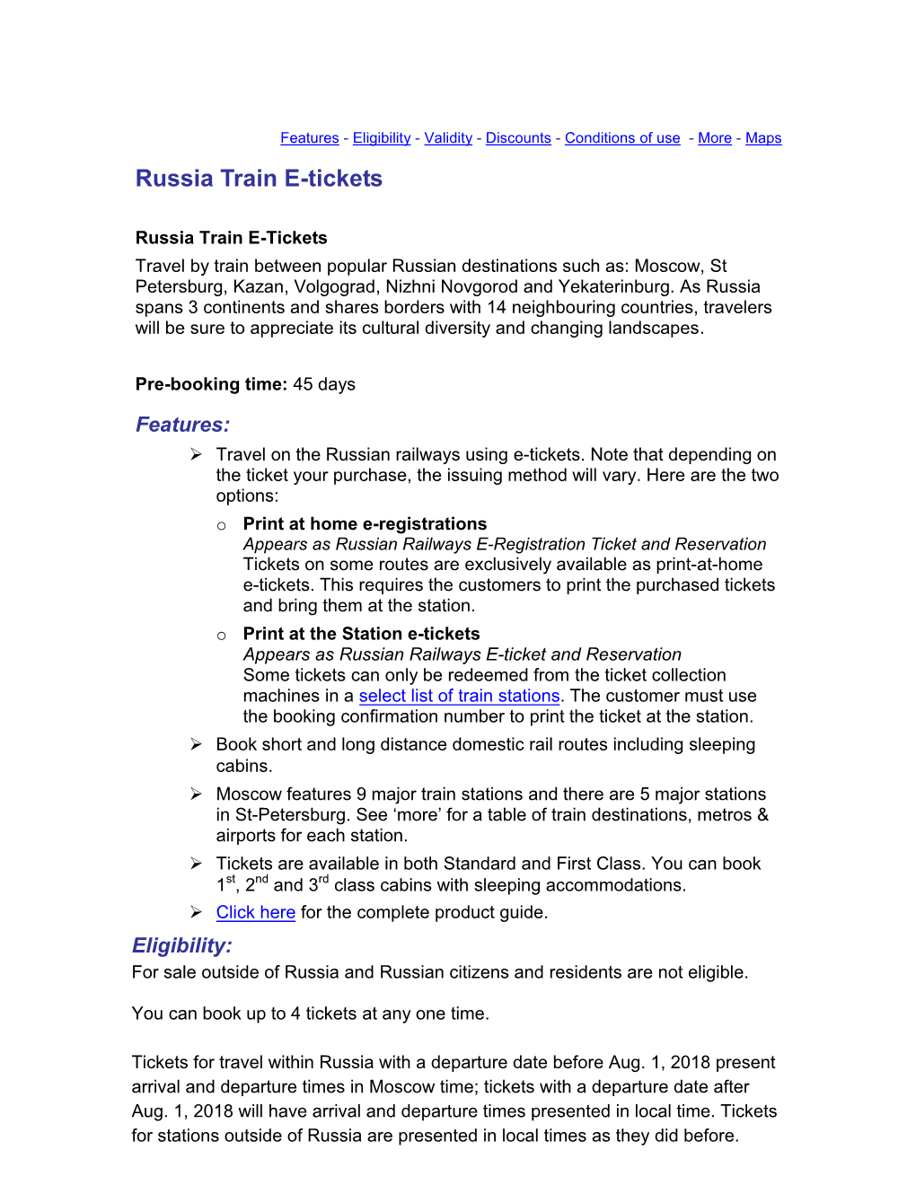 Russia Train E-Tickets