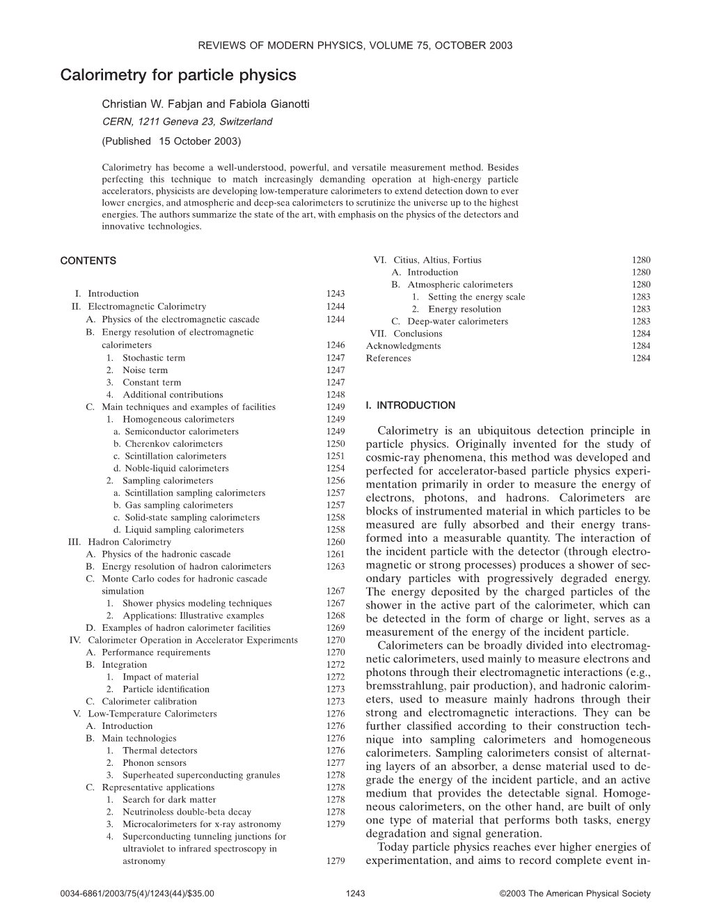 Calorimetry for Particle Physics