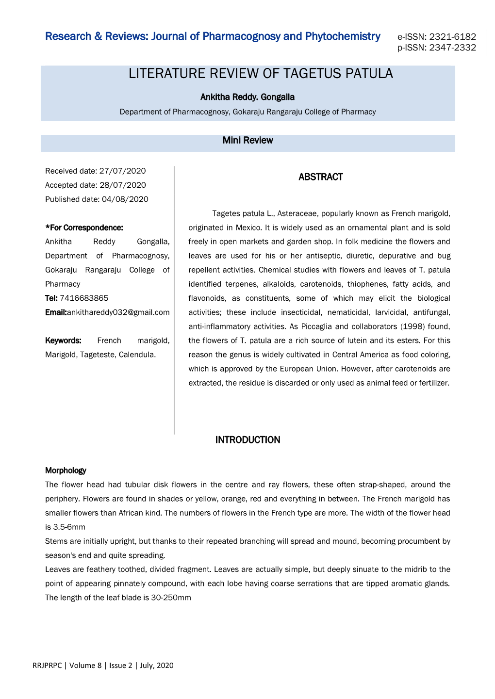 Literature-Review-Of-Tagetus-Patula.Pdf