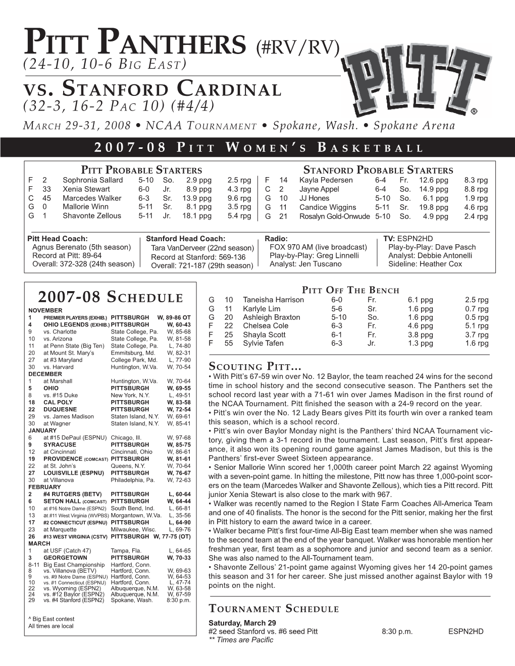 NCAA Tourney Notes Stanford.Indd