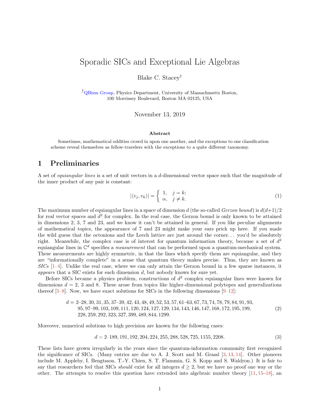 Sporadic Sics and Exceptional Lie Algebras