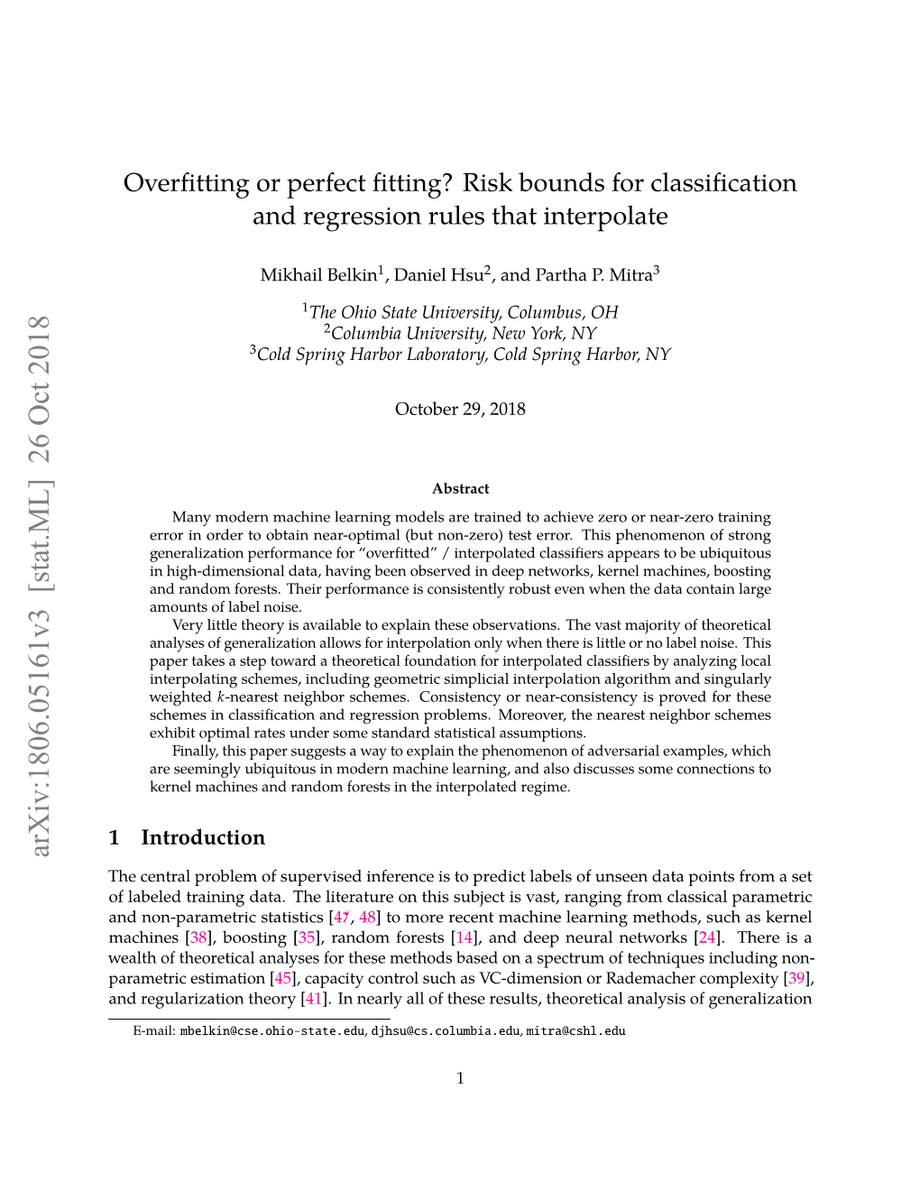 Risk Bounds for Classification and Regression Rules That Interpolate